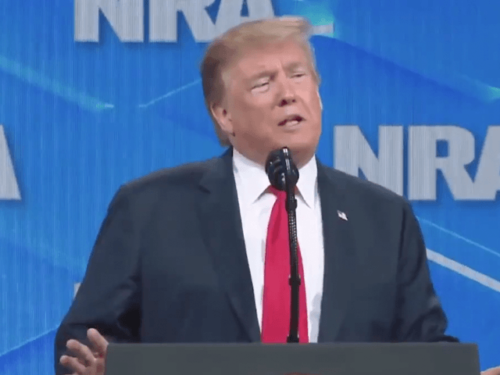 US President Donald Trump speaks in support of the second amendment at the NRA-ILA Leadership Forum where he also announced withdrawal from the ATT.