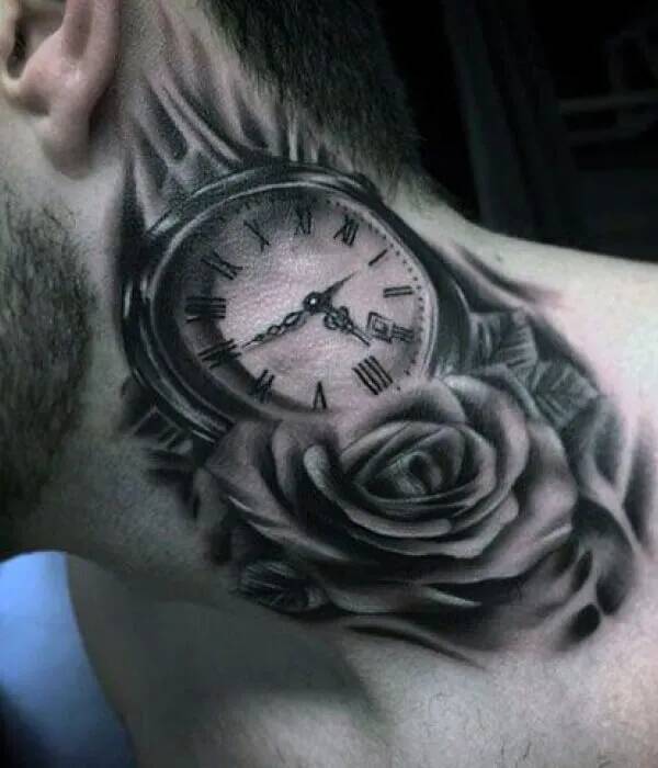 Clock Neck Tattoos