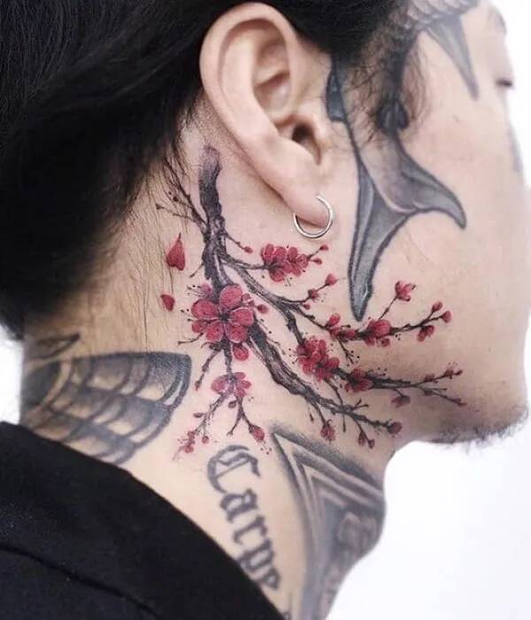 Cherry Blossom Neck Tattoos