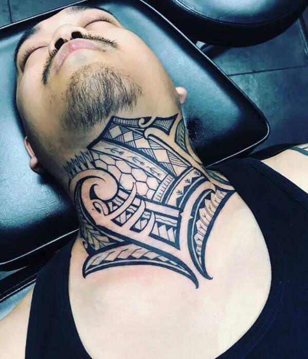 Maori Neck Tattoo