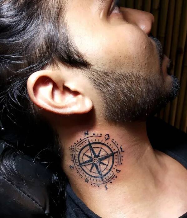Compass Neck Tattoo