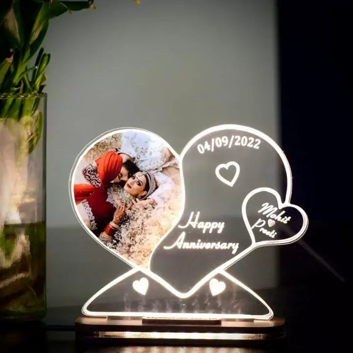 MyPhotoPrint Personalized Special Heart Couple Photo Acrylic Lamp